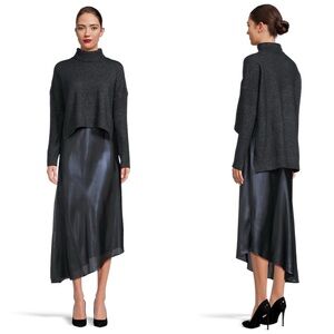NEW All Saints Amos Shimmer Wool Blend High Low Turtleneck Sweater
